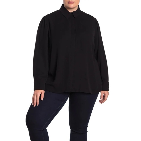 RACHEL ROY Najila Split Back Blouse In Black  (Plus Size) - Picture 1 of 9